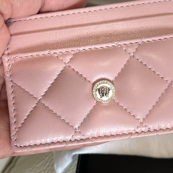 New Authentic Versace! Quilted Lamb+Lamb Leather+Meta, Card Case. - Picture 5 of 13